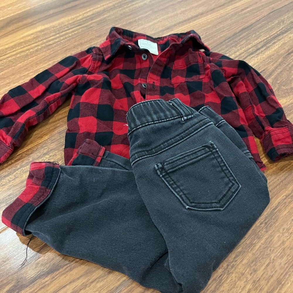 First Impressions Red and Black Checkered Shirt